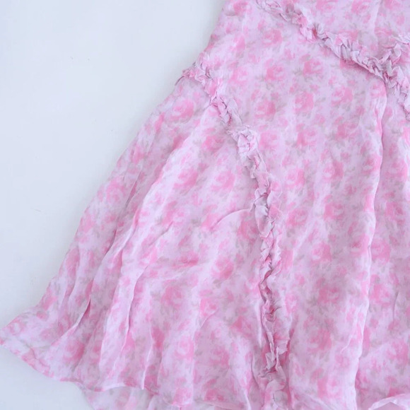 LoveShackFancy  Rose Patch Pink Floral Posh Ruffle Mini Dress 6 NWT - Picture 7 of 11